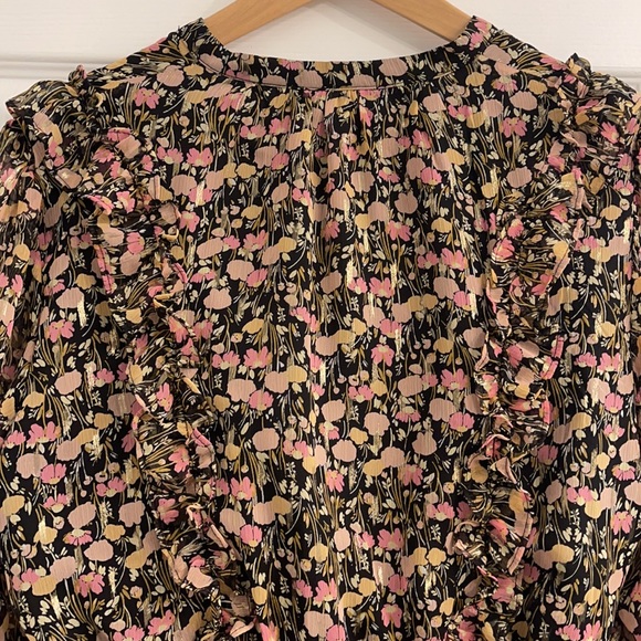 NEW Floral Lauren Conrad Ruffle Dress GOLD detail - Picture 5 of 8